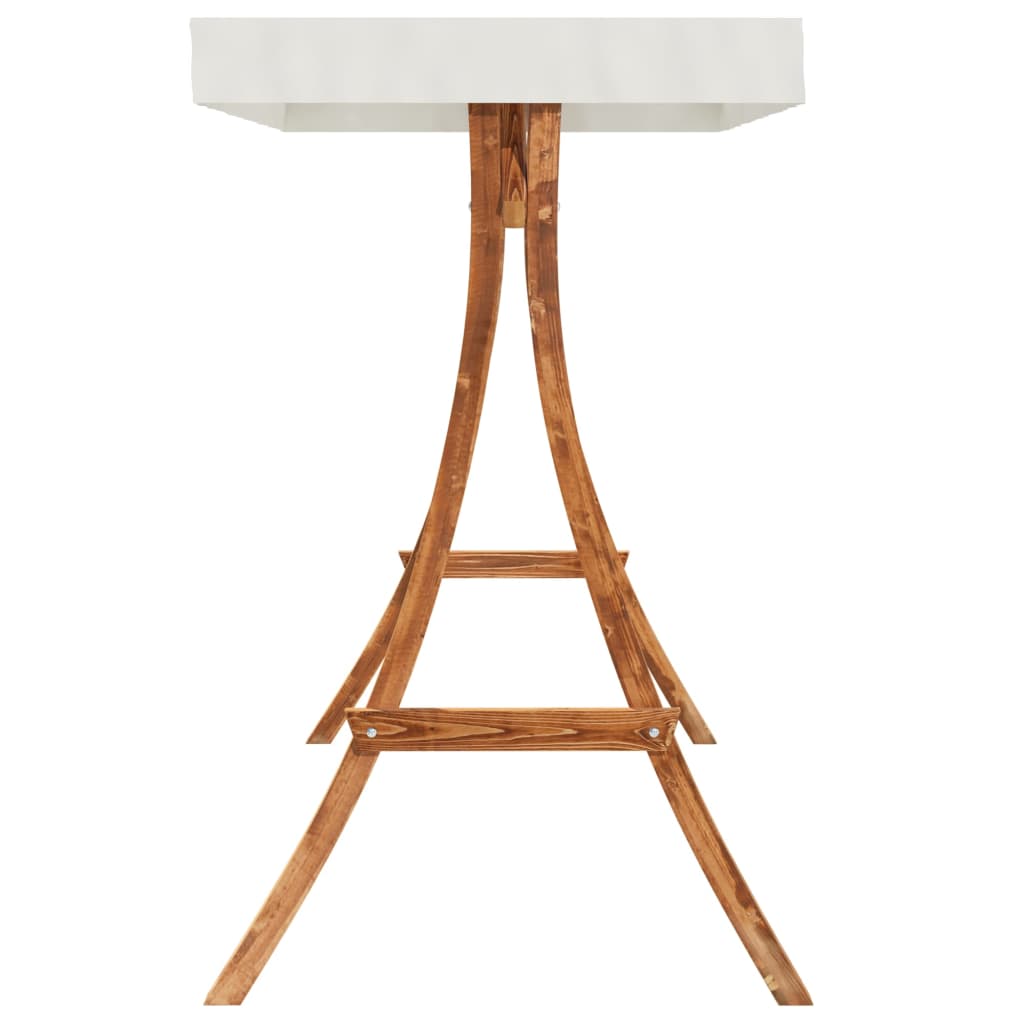 Altalena con Tetto Crema Legno Massello Ricurvo Finitura in Teak 313937