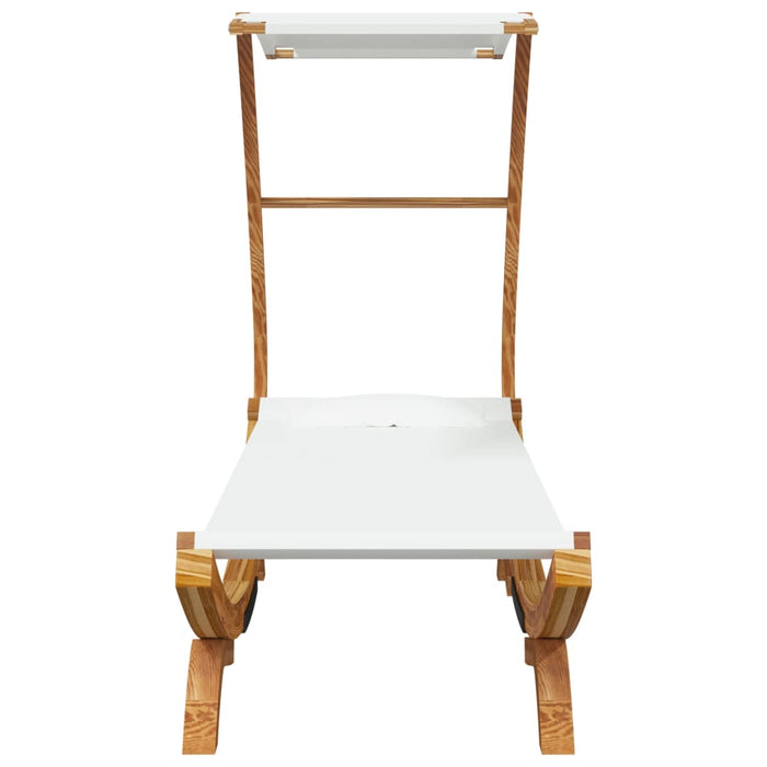 Lettino con Tettuccio 100x190x134 cm in Legno Curvato Crema 313943