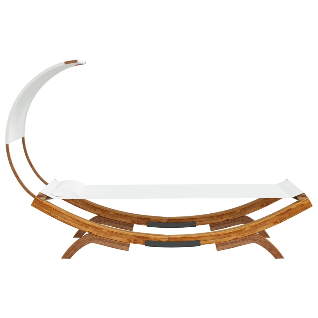 Lettino con Tettuccio 100x200x126 cm in Legno Curvato Crema 313945