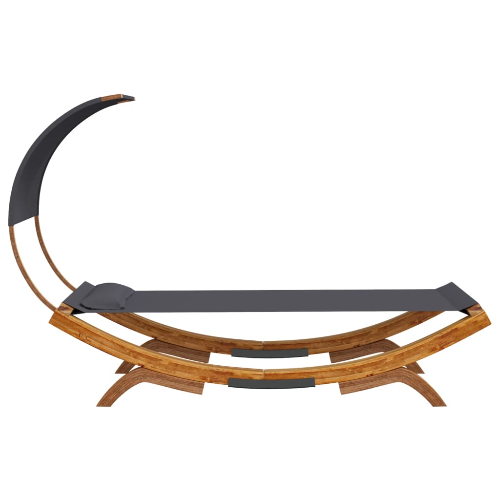 Lettino con Tettuccio 100x200x126 cm in Legno Curvato Antracite cod mxl 71227