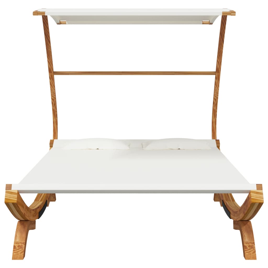 Lettino con Tettuccio 165x203x138 cm in Legno Curvato Crema 313951