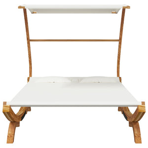 Lettino con Tettuccio 165x203x138 cm in Legno Curvato Crema 313951