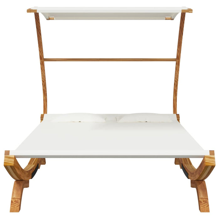 Lettino con Tettuccio 165x203x138 cm in Legno Curvato Crema 313951