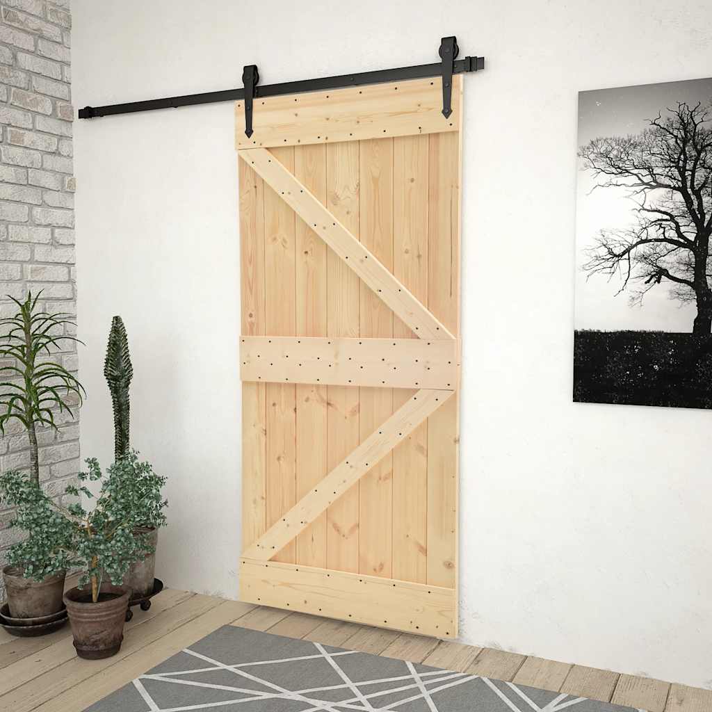 Porta Scorrevole con Set Hardware 80x210 cm in Legno di Pinocod mxl 72452