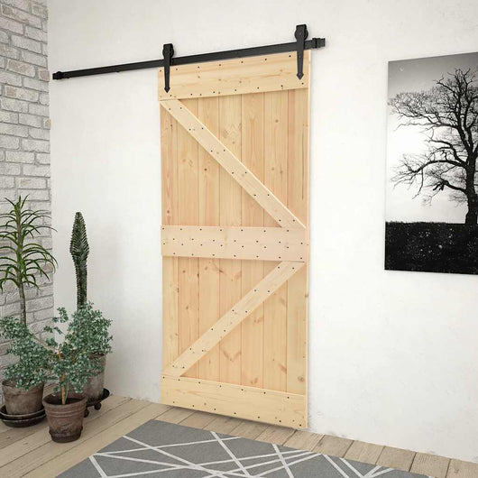 Porta Scorrevole con Set Hardware 80x210 cm in Legno di Pino 3057486
