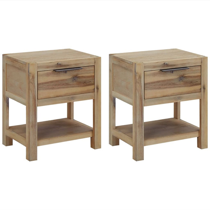 Comodini con Cassetti 2 pz 40x30x48 cm Legno Massello di Acacia cod mxl 48290