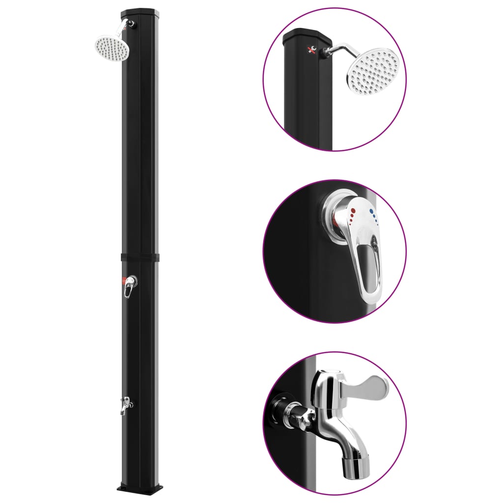 Doccia Solare da Giardino con Soffione e Rubinetto 35 L Nero cod mxl 44226