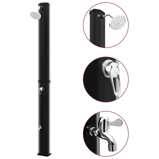 Doccia Solare da Giardino con Soffione e Rubinetto 35 L Nero cod mxl 44226