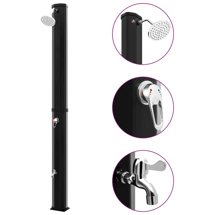 Doccia Solare da Giardino con Soffione e Rubinetto 35 L Nero cod mxl 44226