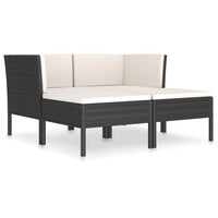 Set Divani da Giardino 4 pz con Cuscini in Polyrattan Nero cod mxl 37797