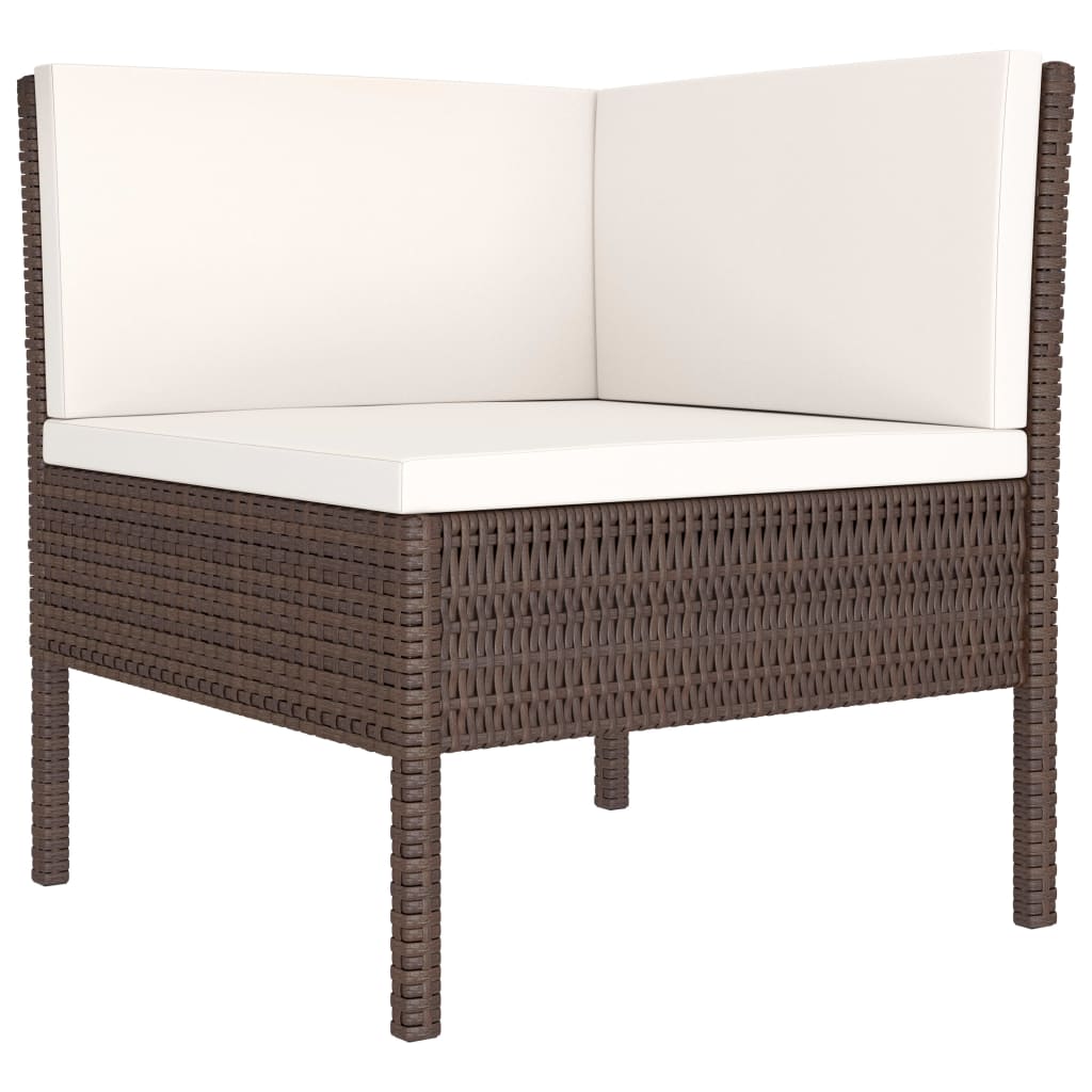 Set Divani da Giardino 10 pz con Cuscini in Polyrattan Marrone 3056973