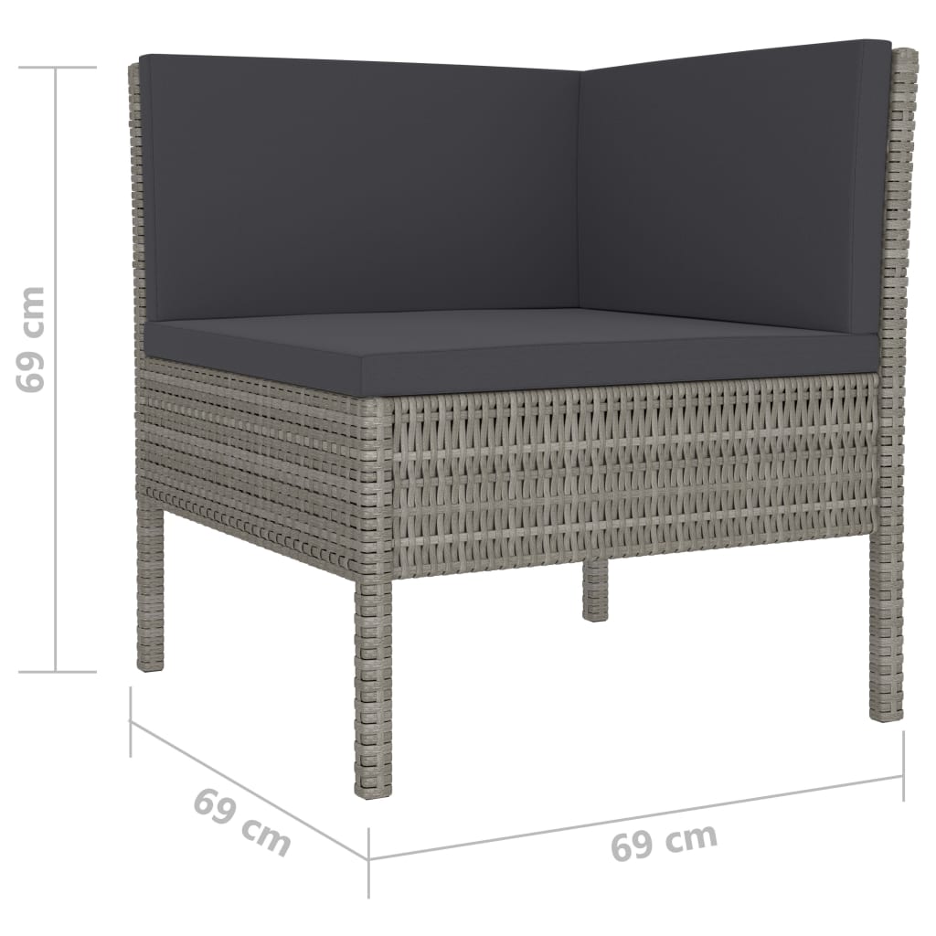 Set Divani da Giardino 10 pz con Cuscini in Polyrattan Grigio cod mxl 37807
