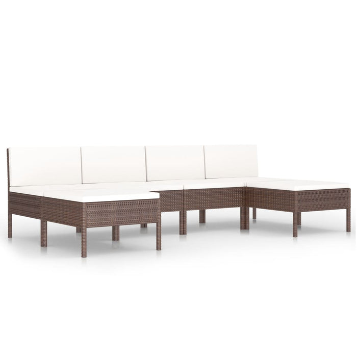 Set Divani da Giardino 6 pz con Cuscini in Polyrattan Marrone cod mxl 37813