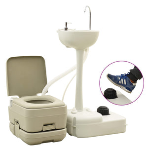 Set WC Portatile da Campeggio 10+10L Lavandino 20L Grigio 93021