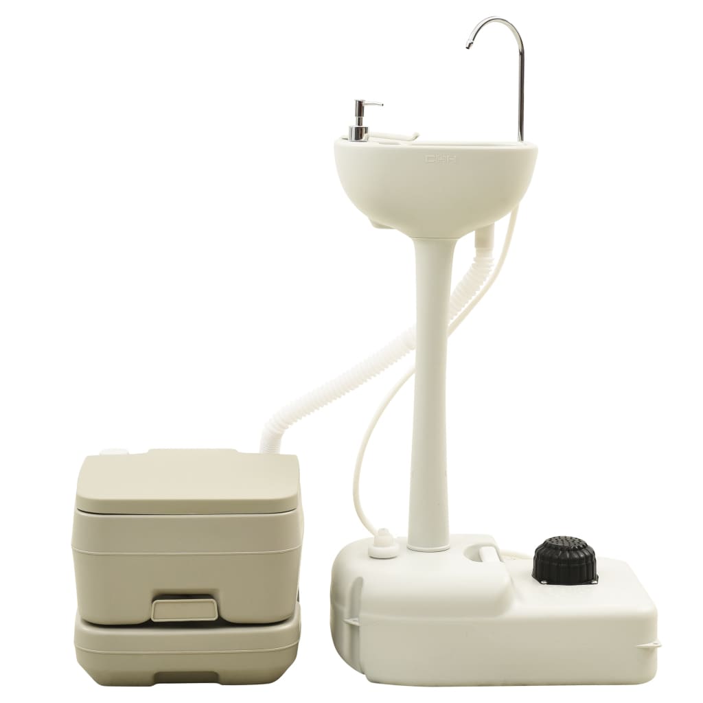 Set WC Portatile da Campeggio 10+10L Lavandino 20L Grigio 93021