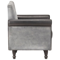 Poltrona a Pozzetto Nera in Vera Pelle e Tela 320781