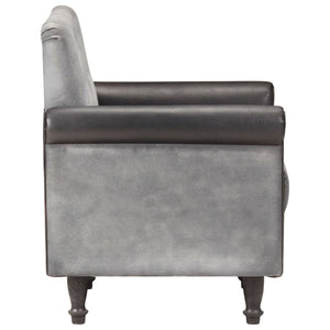 Poltrona a Pozzetto Nera in Vera Pelle e Tela 320781