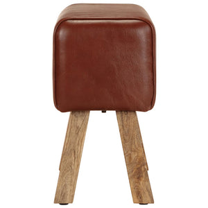 Panca da Palestra 58 cm Vera Pelle Marrone e Massello di Mango 320784