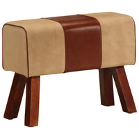 Panca da Palestra 58 cm Vera Pelle Marrone e Massello di Mango