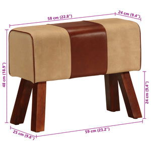 Panca da Palestra 58 cm Vera Pelle Marrone e Massello di Mango