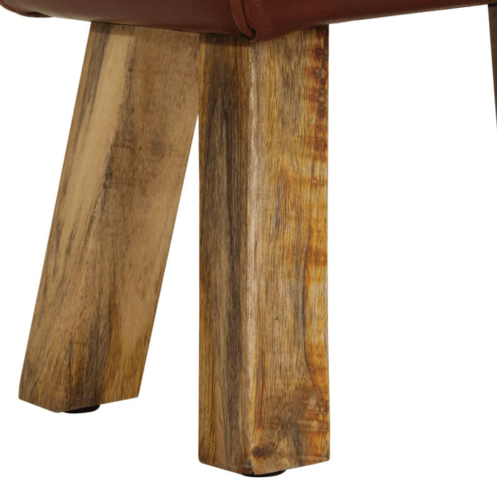 Panca da Palestra 38 cm Vera Pelle Marrone e Massello di Mango 320786