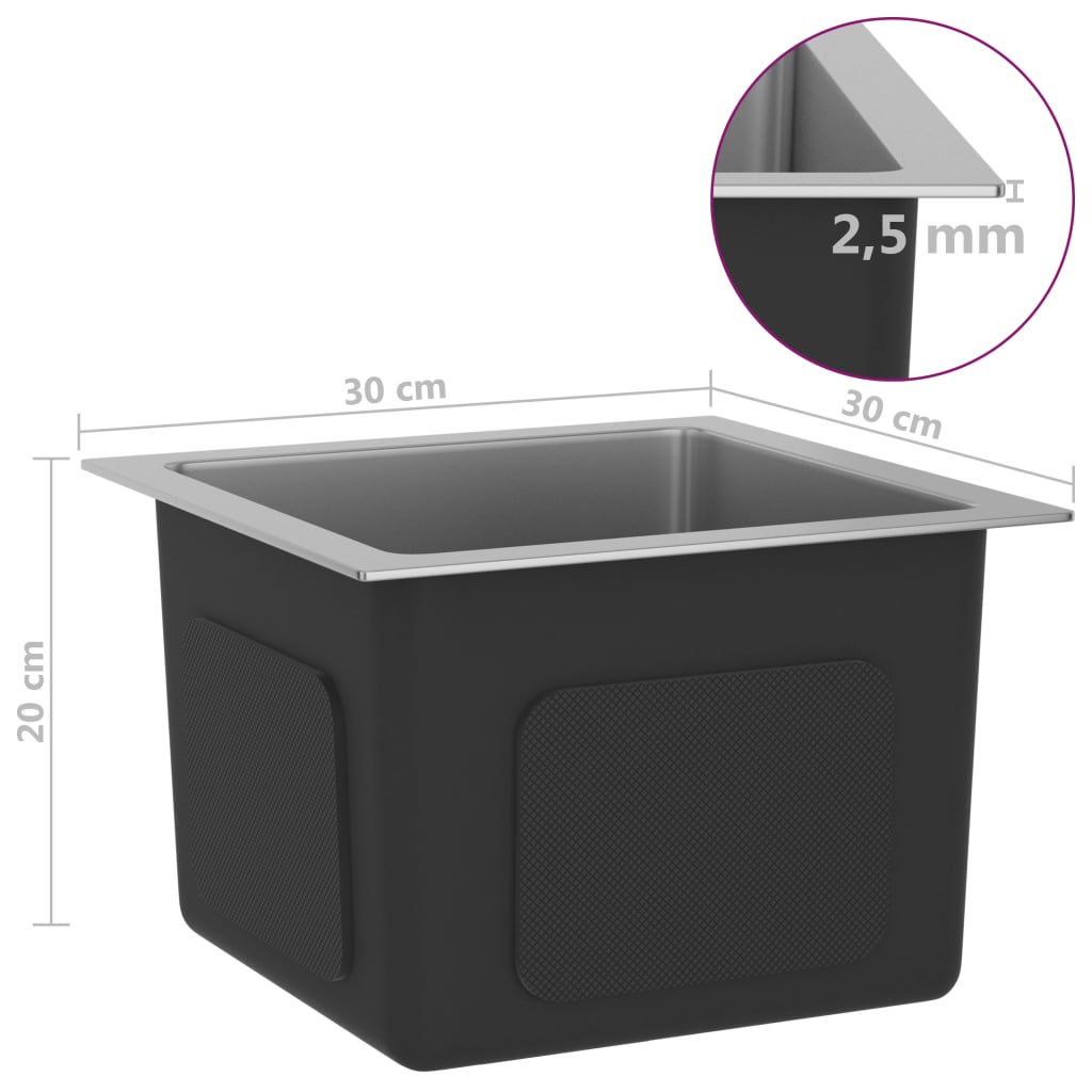 Lavello da cucina fatto a mano interno casa lavabo argento 30 x 30 cm acciaio inox 02_0002449