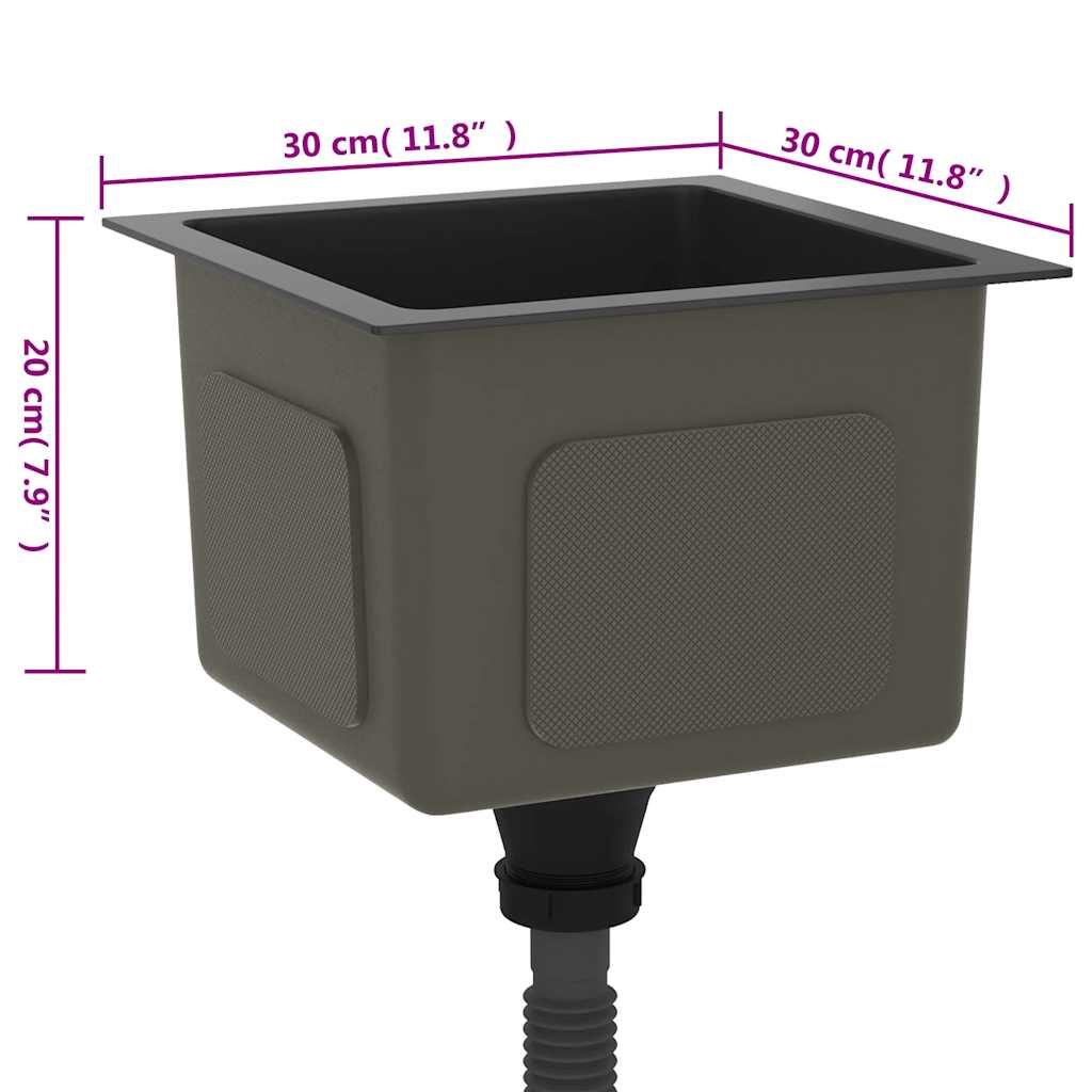 Lavello da Cucina Artigianale Nero in Acciaio Inox 51499