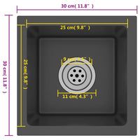 Lavello da Cucina Artigianale Nero in Acciaio Inox 51499