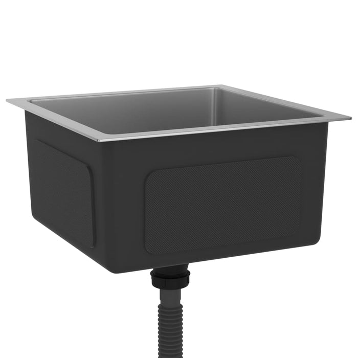 Lavello da cucina fatto a mano lavabo interno bagno casa 40 x 40 cm acciaio inox argento 02_0002451