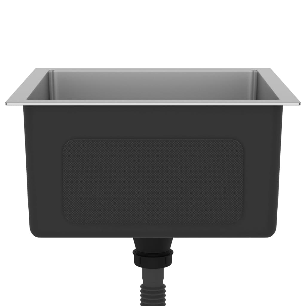 Lavello da cucina fatto a mano lavabo interno bagno casa 40 x 40 cm acciaio inox argento 02_0002451