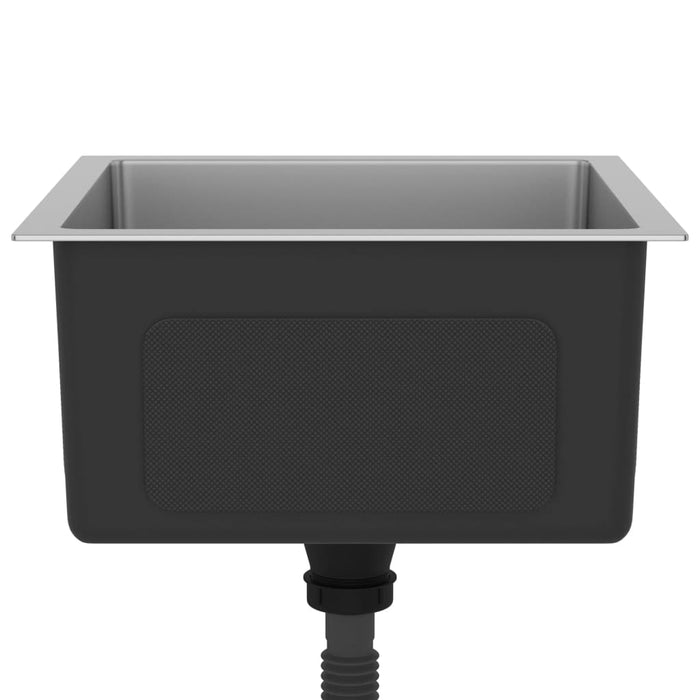 Lavello da cucina fatto a mano lavabo interno bagno casa 40 x 40 cm acciaio inox argento 02_0002451