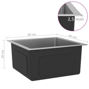 Lavello da cucina fatto a mano lavabo interno bagno casa 40 x 40 cm acciaio inox argento 02_0002451