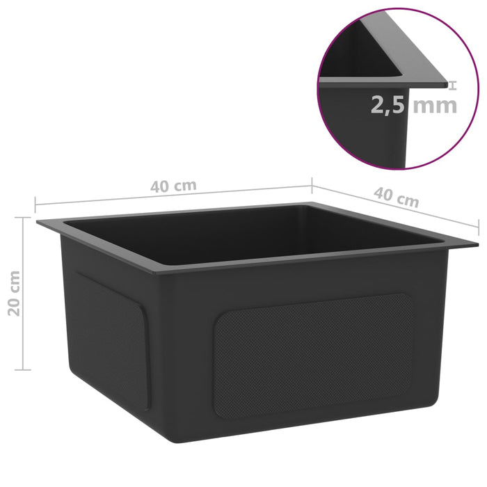 Lavabo da cucina fatto a mano per interni casa bagno lavabo nero 40 x 40 cm in acciaio inox 02_0002452