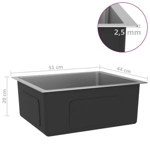 Lavello da cucina fatto a mano 51 x 44 cm acciaio inox argento 02_0002453