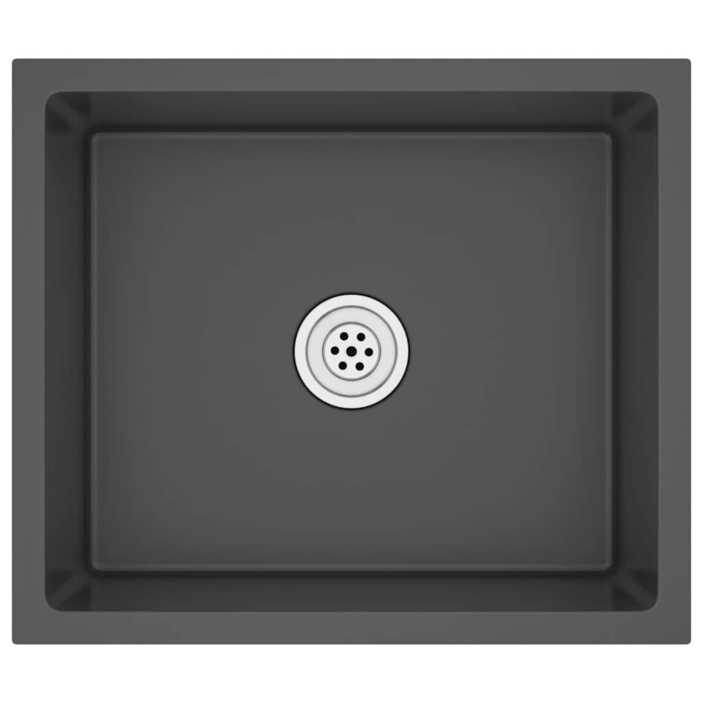 Lavello da Cucina-Lavandino-Lavabo Artigianale Nero in Acciaio Inox 859895