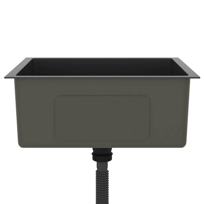 Lavello da Cucina Artigianale Nero in Acciaio Inox 51503