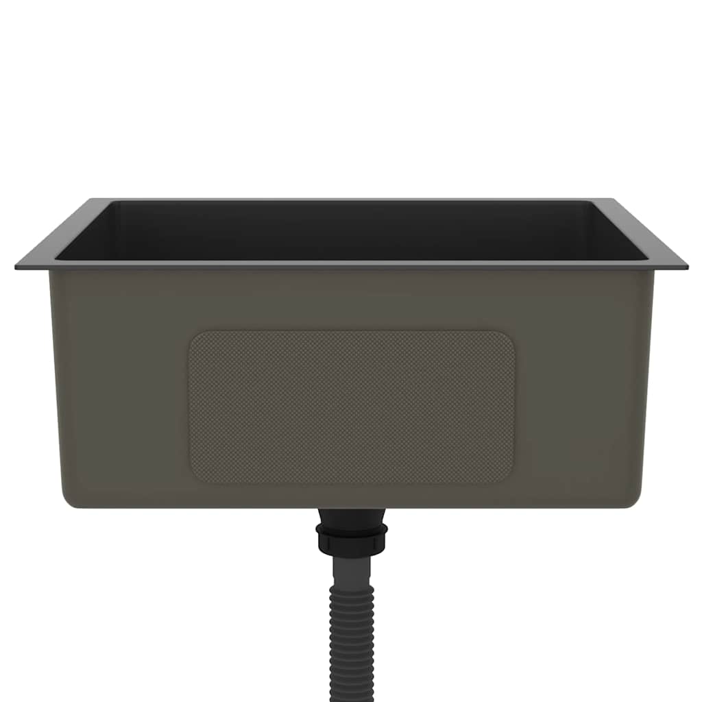 Lavello da Cucina-Lavandino-Lavabo Artigianale Nero in Acciaio Inox 859895