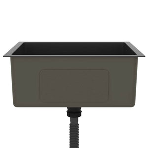 Lavello da Cucina-Lavandino-Lavabo Artigianale Nero in Acciaio Inox 859895