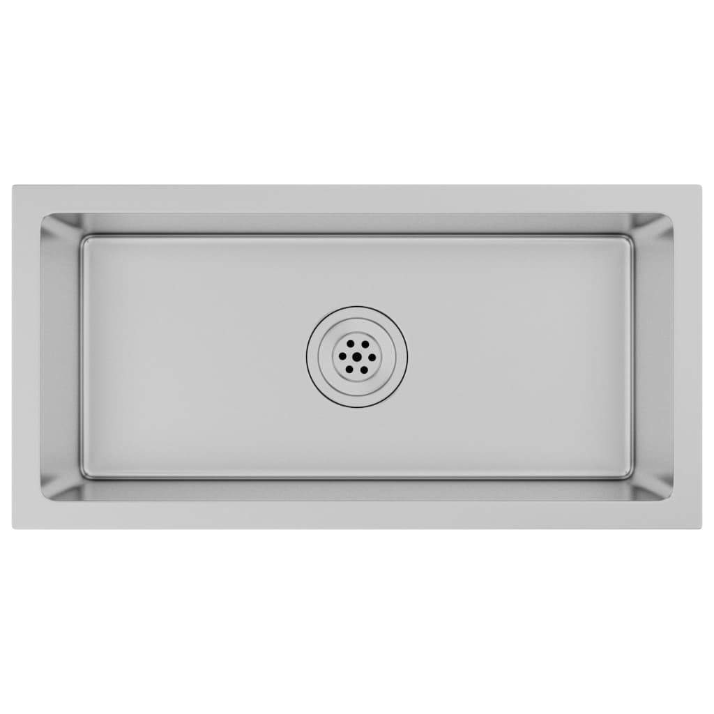 Lavello da cucina fatto a mano lavabo da bagno interno casa 60 x 30 cm acciaio inossidabile argento 02_0002455