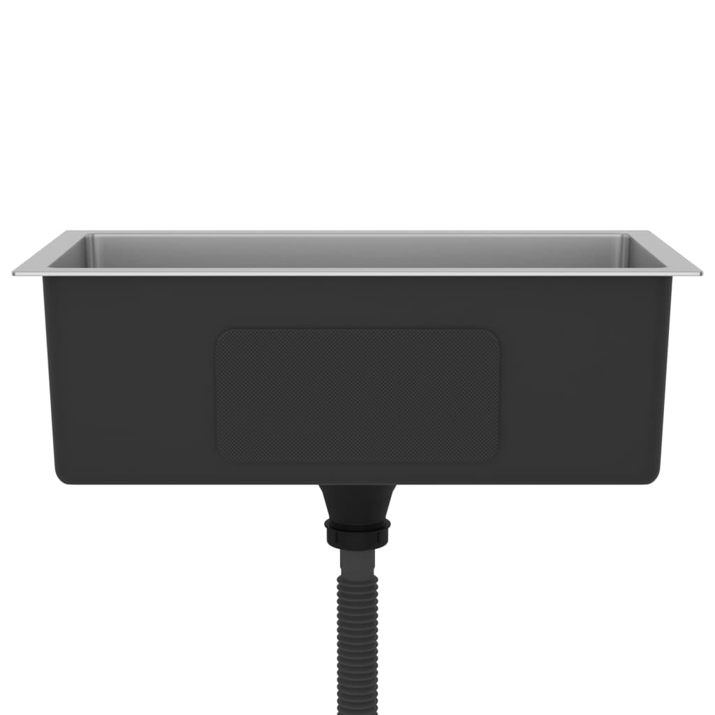 Lavello da cucina fatto a mano lavabo da bagno interno casa 60 x 30 cm acciaio inossidabile argento 02_0002455