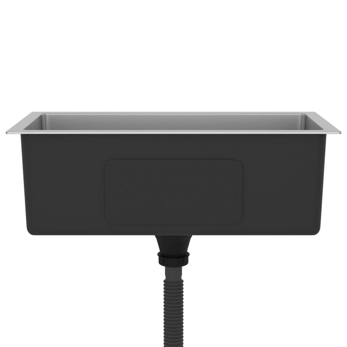 Lavello da cucina fatto a mano lavabo da bagno interno casa 60 x 30 cm acciaio inossidabile argento 02_0002455