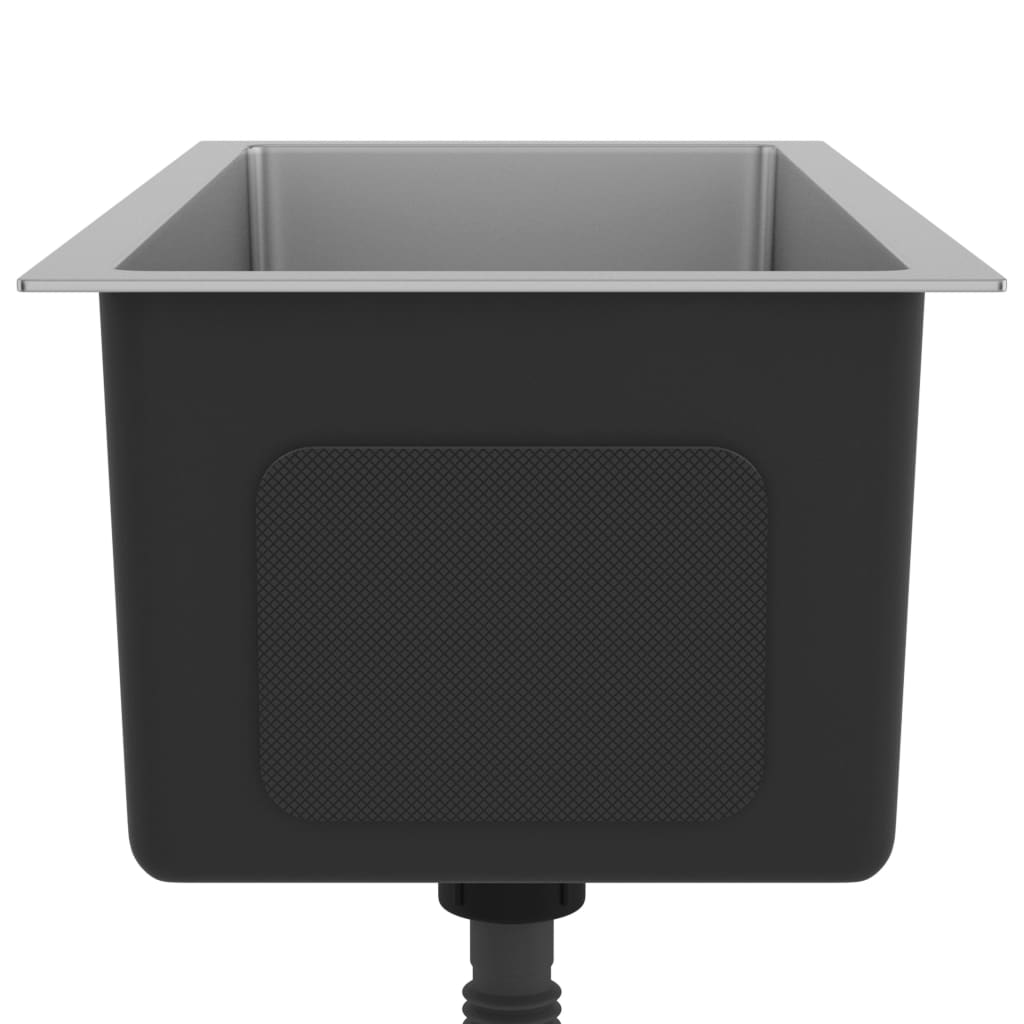 Lavello da cucina fatto a mano lavabo da bagno interno casa 60 x 30 cm acciaio inossidabile argento 02_0002455