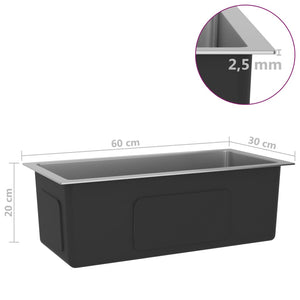 Lavello da cucina fatto a mano lavabo da bagno interno casa 60 x 30 cm acciaio inossidabile argento 02_0002455