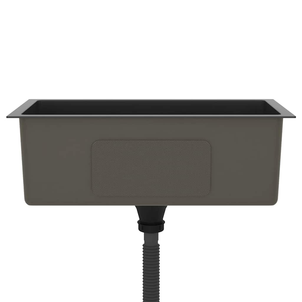 Lavello da Cucina Lavorato a Mano-Lavandino-Lavabo Nero Acciaio Inox 325359