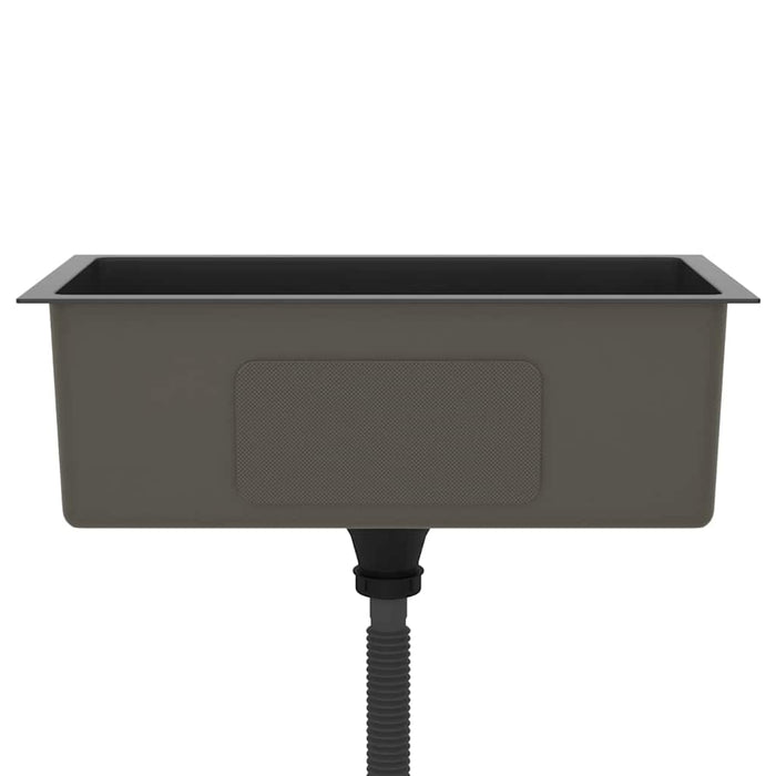 Lavello da Cucina Lavorato a Mano-Lavandino-Lavabo Nero Acciaio Inox 325359