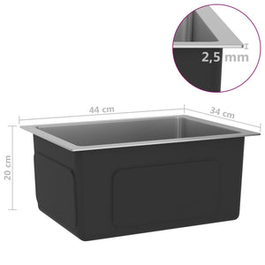 Lavello da cucina fatto a mano 44 x 34 cm acciaio inox argento 02_0002457