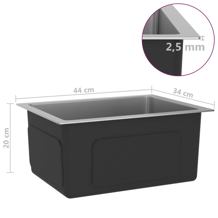 Lavello da cucina fatto a mano 44 x 34 cm acciaio inox argento 02_0002457