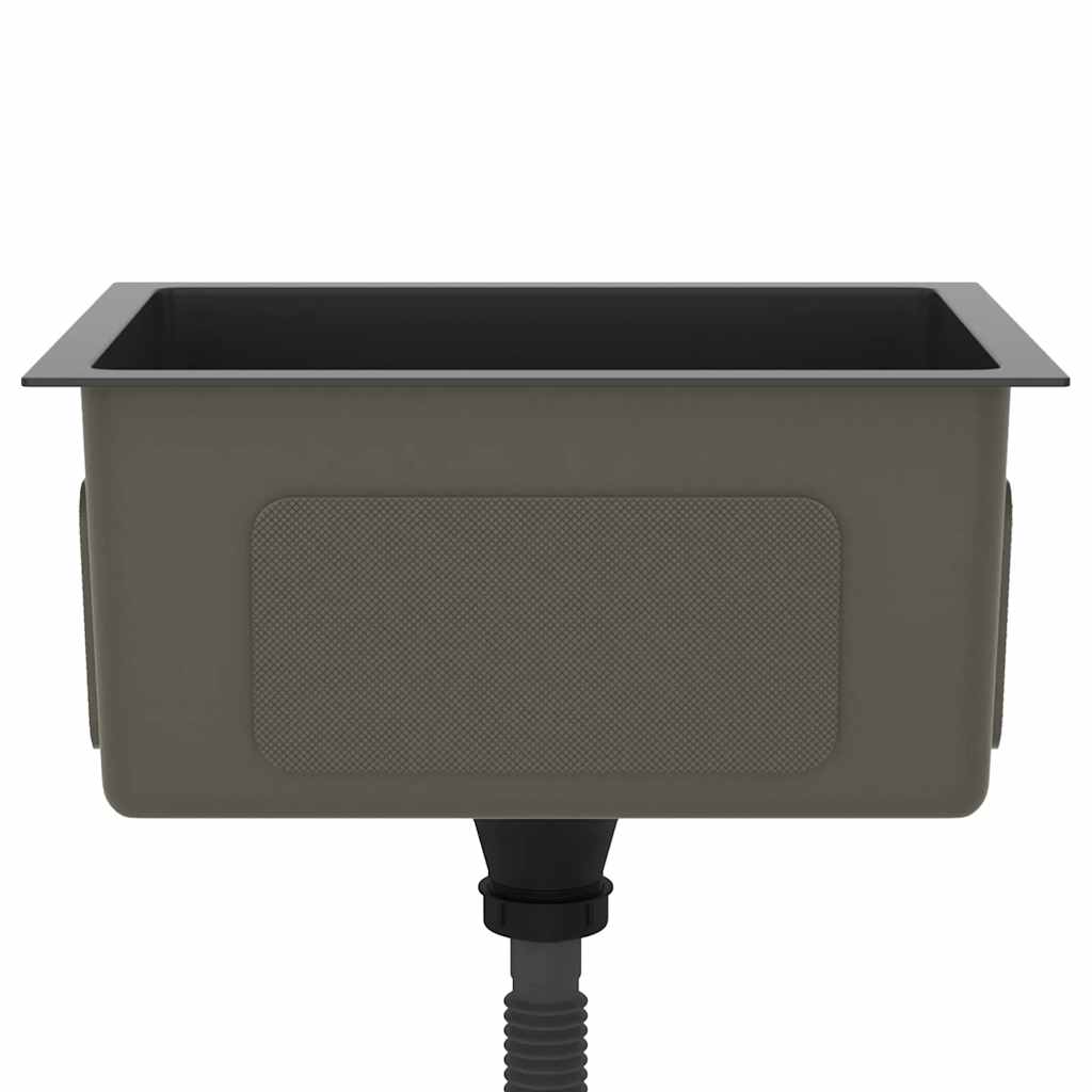 Lavello da Cucina Lavorato a Mano-Lavandino-Lavabo Nero Acciaio Inox 995808