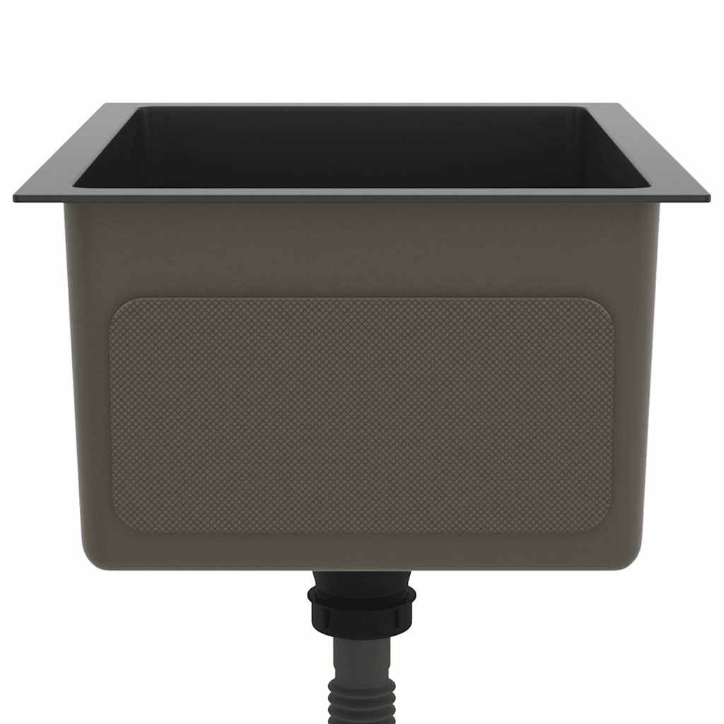 Lavello da Cucina Lavorato a Mano-Lavandino-Lavabo Nero Acciaio Inox 995808