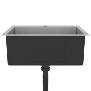 Lavello da cucina fatto a mano 53 x 50 cm acciaio inox argento 02_0002459